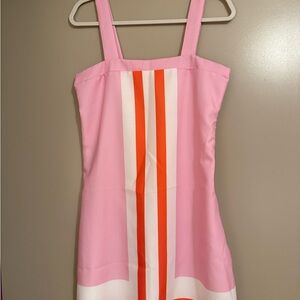 Pink Striped Sleeveless Women's Dress